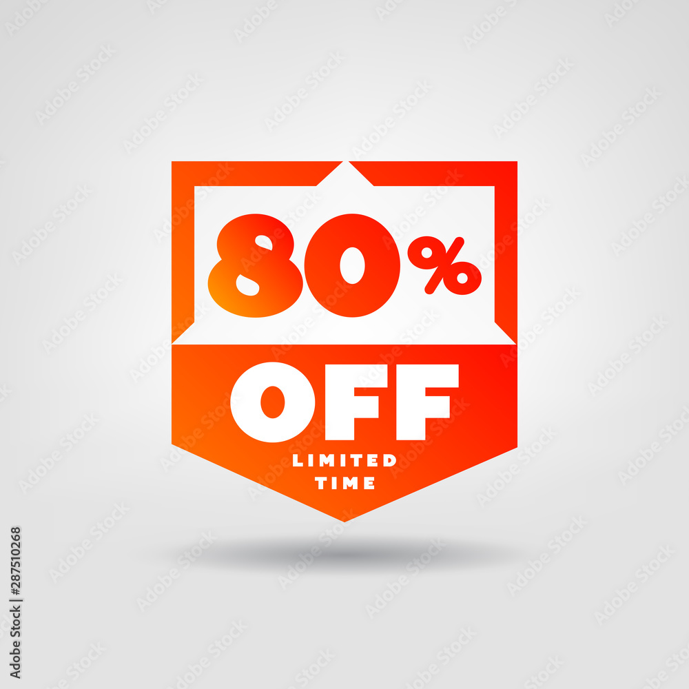 Canvas Prints 80% e-commerce price tag design. online shopping price discount special offer up 80% off vector labe