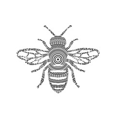 Abstract Ornamental Bee Shape. Vector Honey Bee for Your Design.