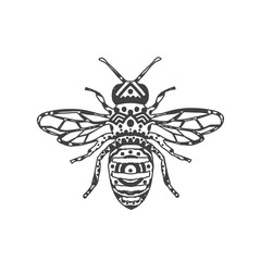 Fototapeta na wymiar Abstract Ornamental Bee Shape. Vector Honey Bee for Your Design.