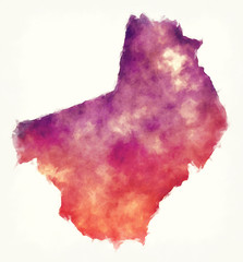 Ogooue-Lolo province watercolor map of Gabon