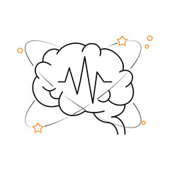 Human brain. Neuroscience concept. Thin line. Flat. On white background. 