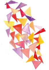 abstract watercolor composition of multicolored triangles connecting blurred between each other for printing leaflets banners advertising textiles notebooks covers
