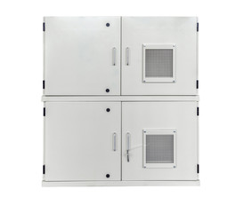 Rectangular electric cabinet isolated on a white background.