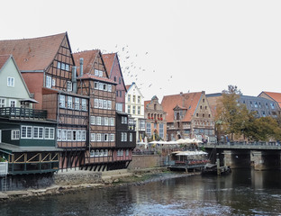 Fototapeta na wymiar River Ilmenau in Lueneburg, Germany