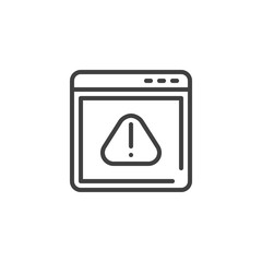 Web error line icon. Website with exclamation sign linear style sign for mobile concept and web design. Warning page outline vector icon. Symbol, logo illustration. Vector graphics