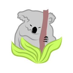 Simple vector clipart of a koala sitting in the bushes. Doodle of the Australia's animal symbol , a major attraction of Australian zoos and wildlife parks