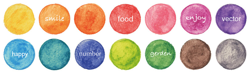 Vector colorful watercolor circle set