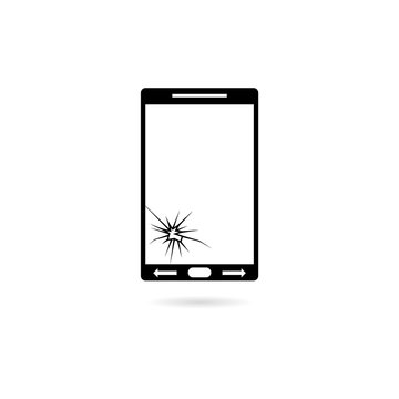 Smartphone with crack on display Broken modern mobile phone