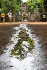 Fototapeta na wymiar A walkway in Ta prohm Castle in Siem Reap Province Cambodia
