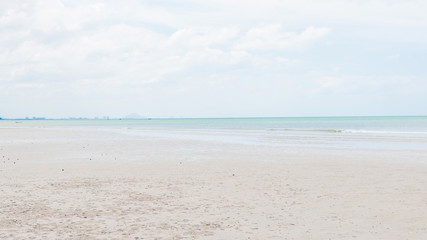 Fototapeta na wymiar Beautiful beach clear sea and sand with free space. ( Panorama Ratio )