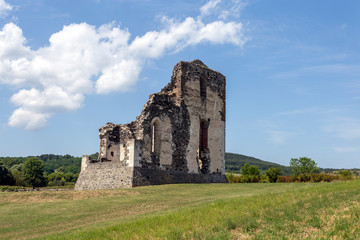 Fototapeta na wymiar Ruins of the medieval St. Andrew church in Taliandorogdi, Hungary.
