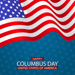 Happy Columbus Day with USA flag. United States National holiday. Vector illustration.
