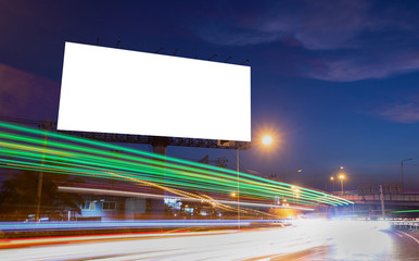 billboard blank for outdoor advertising poster or blank billboard at night time for advertisement. street light
