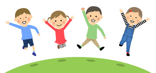 ジャンプするこども達