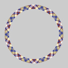Obraz premium Circle borders and frames vector. Round border pattern geometric vintage frame design. Scottish tartan plaid fabric texture. Template for gift card, collage, scrapbook or photo album and portrait..