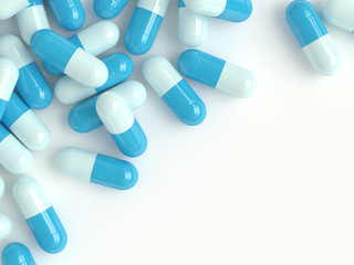 3d render of pills over white