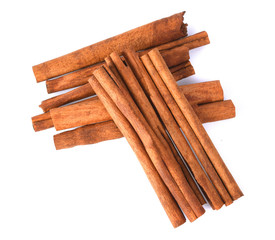 Cinnamon sticks isolated on white background