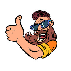Hipster man bearded thumb up