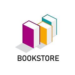vector logo Bookstore. Three books with shadow in flat design