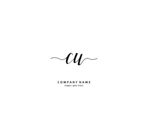 CU Initial handwriting logo vector