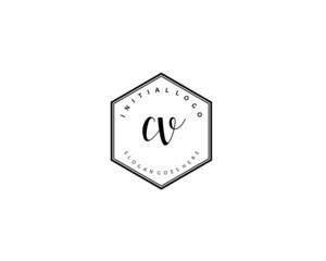 CV Initial handwriting logo vector