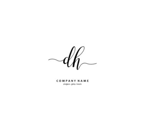 DH Initial handwriting logo vector
