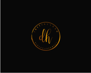 DH Initial handwriting logo vector