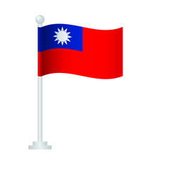 Taiwan  flag. National flag of Taiwan  on pole vector 