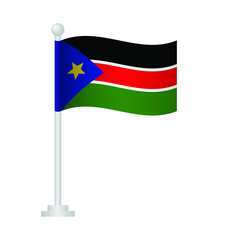 South Sudan flag. National flag of South Sudan on pole vector 