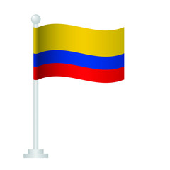 Colombia  flag. National flag of Colombia  on pole vector 