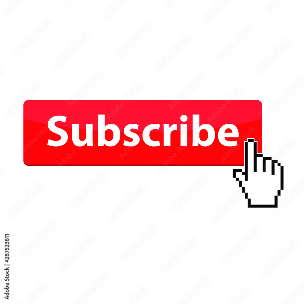 Poster subscribe red button. website element. website icon. channel subscribe icon