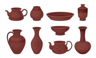 Set of pottery. Vector illustration on a white background.