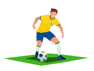 Obraz premium Forward, Brazil, star, dribble, Chinese, center, athletics, shaking, World Cup, football, players, athletes, sports, Chinese Super League, European Cup, green field, sports, stadium, football, footbal