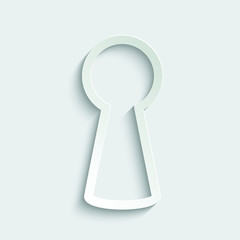 door lock keyway icon. line style icon.  paper icon  with shadow 