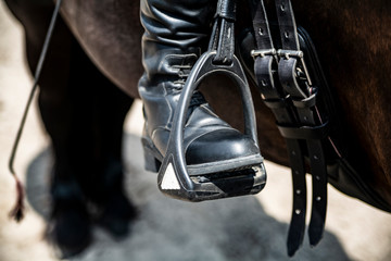 Obraz premium Jazda konna. Kobieta jeźdźca na koniu.