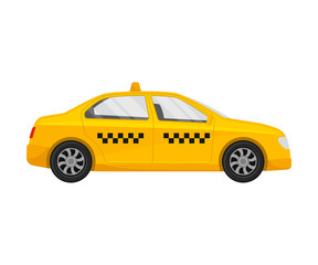 Obraz premium Yellow taxi. Vector illustration on a white background.