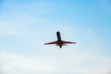 Fototapeta na wymiar 青空を滑空する旅客機