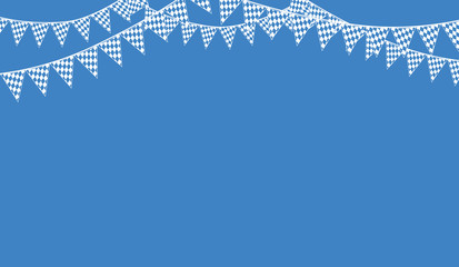 Wimpelkette mit diagonale Rautenmuster in Blau Weiß oben mit blauem Hintergrund