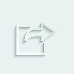 export arrow, forward icon, share or exit icon.  paper icon  with shadow 