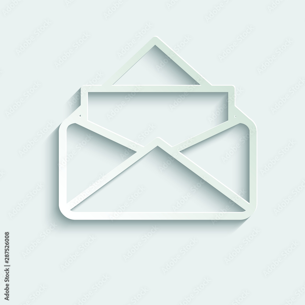 Poster mail icon. the envelope. vector open email icon paper icon with shadow