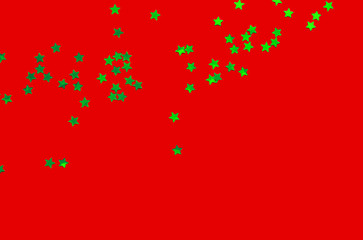 Decorative stars on red background. Holiday and festive concept