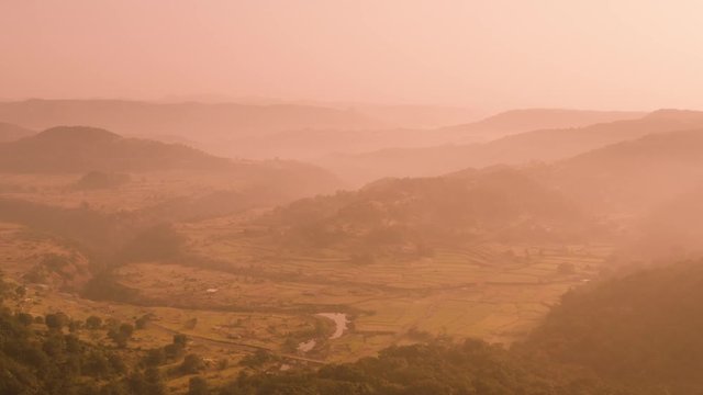 Drone flying in layers of Mountains of the Western Ghats in India