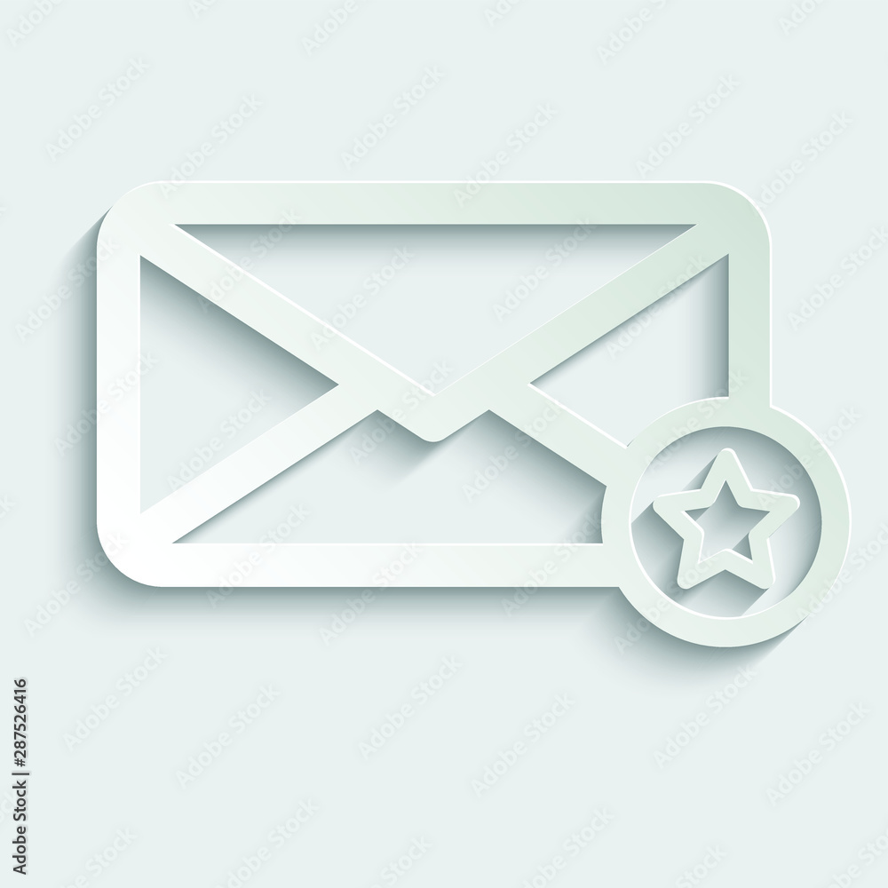 Poster mail icon. the envelope. vector open email icon paper icon with shadow