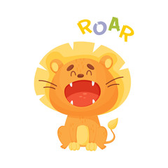 Cartoon orange lion. Vector illustration on a white background.
