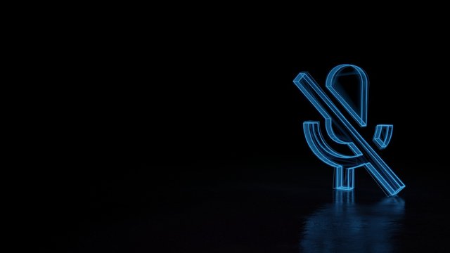 3d glowing wireframe symbol of symbol of interface isolated on black background