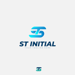 initial ST abstract logo designs minimalist