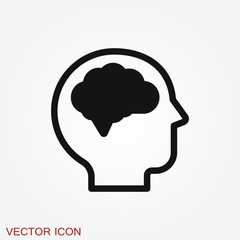 Brain vector icon. Simple illustration isolated on background