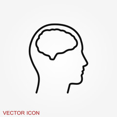 Brain vector icon. Simple illustration isolated on background