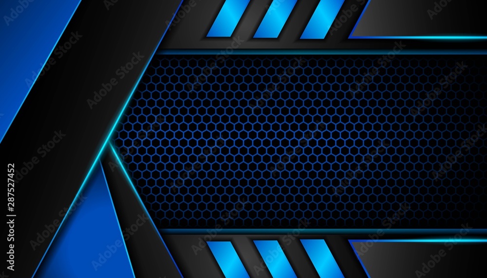 Poster abstract dark blue overlapping layers background with light technology concept. vector design templa