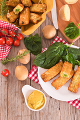 Potato croquettes with spinach and mozzarella. 